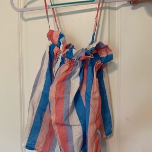 Boutique cross back striped tank